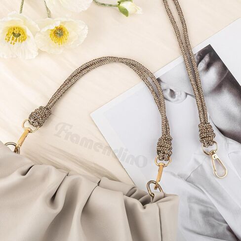 Framendino, 2 Pack Rhinestone Purse Strap Crystal Replacement Shoulder Chain for Women Evening Party Bag 12.6 Inch Gold in Saudi Arabia