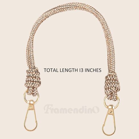 Framendino, 2 Pack Rhinestone Purse Strap Crystal Replacement Shoulder Chain for Women Evening Party Bag 12.6 Inch Gold in Saudi Arabia