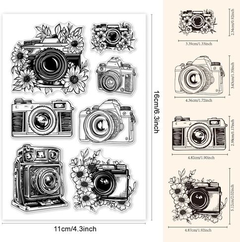 1 Pc Clear Stamps, Vintage Flower Camera Scrapbooking Stamps Silicone Transparent Seal Stamp for Card Making Decoration Embossing Album Decor DIY Craft in Saudi Arabia