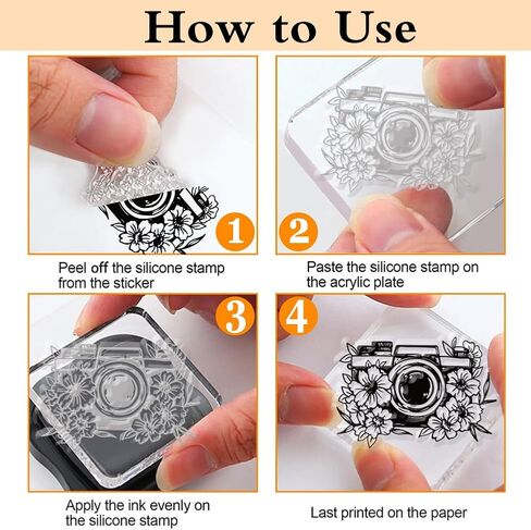 1 Pc Clear Stamps, Vintage Flower Camera Scrapbooking Stamps Silicone Transparent Seal Stamp for Card Making Decoration Embossing Album Decor DIY Craft in Saudi Arabia