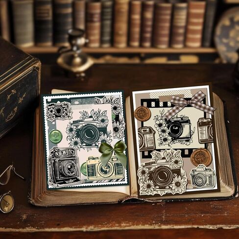 1 Pc Clear Stamps, Vintage Flower Camera Scrapbooking Stamps Silicone Transparent Seal Stamp for Card Making Decoration Embossing Album Decor DIY Craft in Saudi Arabia