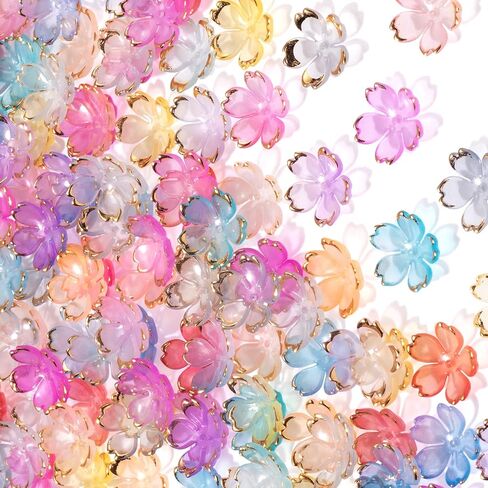 Flower Beads for Jewelry Making, Gold-Plated Flower Charms, Acrylic Floral Beads for Crafts, Bracelets in Saudi Arabia