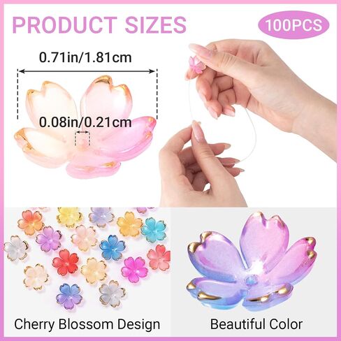 Flower Beads for Jewelry Making, Gold-Plated Flower Charms, Acrylic Floral Beads for Crafts, Bracelets in Saudi Arabia
