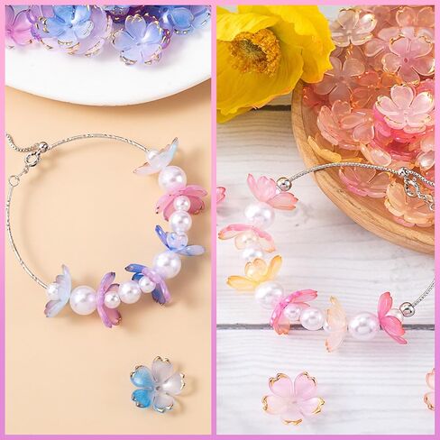 Flower Beads for Jewelry Making, Gold-Plated Flower Charms, Acrylic Floral Beads for Crafts, Bracelets in Saudi Arabia