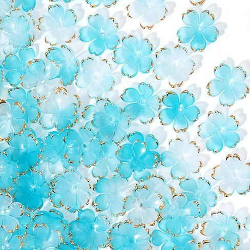 Flower Beads for Jewelry Making, Gold-Plated Flower Charms, Acrylic Floral Beads for Crafts, Bracelets in Saudi Arabia