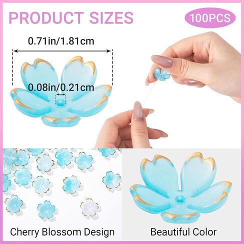 Flower Beads for Jewelry Making, Gold-Plated Flower Charms, Acrylic Floral Beads for Crafts, Bracelets in Saudi Arabia