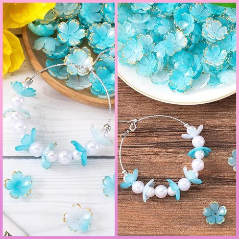 Flower Beads for Jewelry Making, Gold-Plated Flower Charms, Acrylic Floral Beads for Crafts, Bracelets in Saudi Arabia