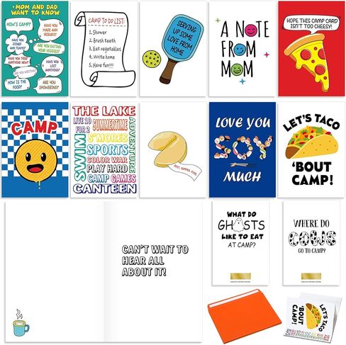 10 Pcs Parents Camp Greeting Cards with 2 Scratch off Joke Cards for Kids Funny Summer Sleepaway Camp Party Favor Orange Envelopes for Summer Stationery Gifts Holiday Wilderness Exploration in Saudi Arabia