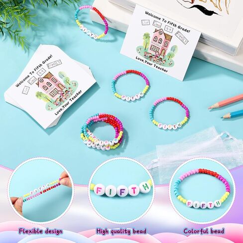 XunYee 24 Sets Back to School Gifts for Student Include Our Class Is a Family Greeting Card and First Day of School Bracelet with Bags Letter Bracelet for 1st Day of Classroom (First Grade) in Saudi Arabia