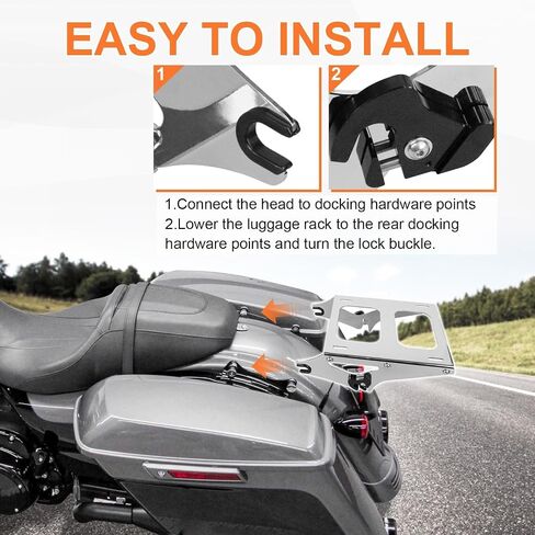 حامل أمتعة قابل للفصل من الكروم مكون من قطعتين متوافق مع Touring Road King Street Glide Road Glide Electra Glide Tour Pack Pak 2014-2023 in Saudi Arabia