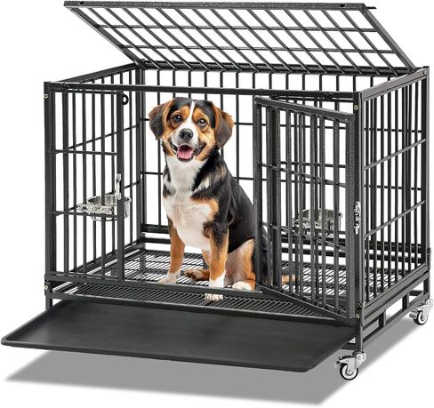 36 بوصة قفص الكلب القابل للطي ، قفص الكلب الشاق للكلاب الصغيرة/المتوسطة ، بيت ثنائي الأبواب مع أعلى وصول ، عجلات قابلة للقفل ، صينية وشبكة أرضية معدنية in Saudi Arabia