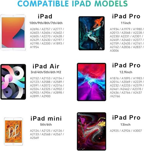 قلم لمس لجهاز iPad الجيل العاشر/التاسع، iPad Pro الجيل السادس/الخامس/الرابع/الثالث، متوافق مع (2018-2022) iPad Pro 12.9/11 بوصة، iPad 8th/7th/6th Gen، iPad Air 5th/4th/3rd الجيل، آيباد ميني الجيل السادس/الخامس in Kuwait