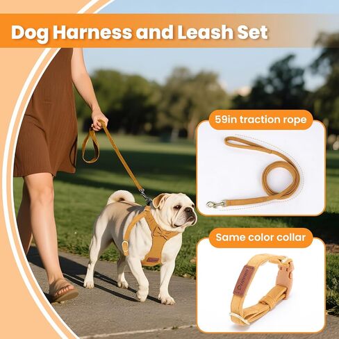 Small Dog Harness and Leash Set, Adjustable Puppy Harness for Small Dogs, No Pull Puppy Leash and Harness,Pet Harness with 1.5m Leash, Puppy Carrier Sling for Small Dogs, Cats (Yellow, S) in Kuwait