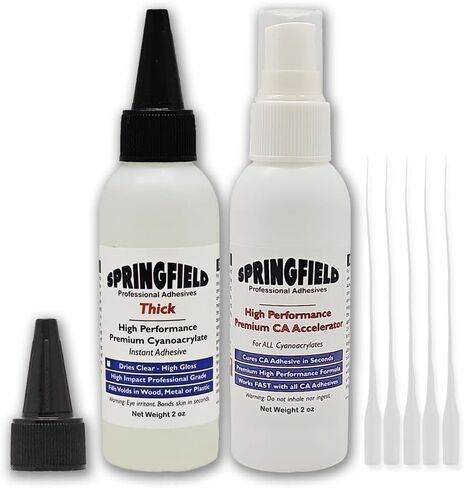 Black Rubber Toughened CA Glue - 2oz Premium Cyanoacrylate Super Glue - Medium-Thick 500 CPS Viscosity Adhesive - RC Tire Glue, Speaker Repair, Knot Filler, Woodworking, Hobby by Springfield Speaker in Kuwait