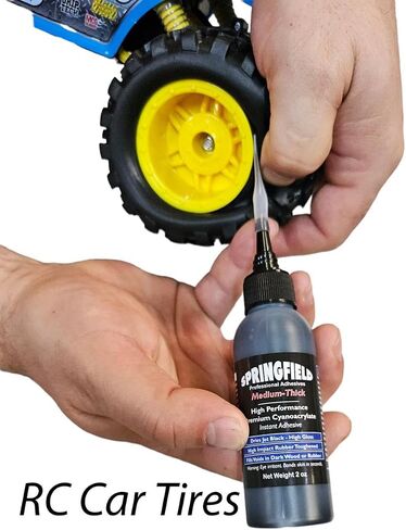 Black Rubber Toughened CA Glue - 2oz Premium Cyanoacrylate Super Glue - Medium-Thick 500 CPS Viscosity Adhesive - RC Tire Glue, Speaker Repair, Knot Filler, Woodworking, Hobby by Springfield Speaker in Kuwait