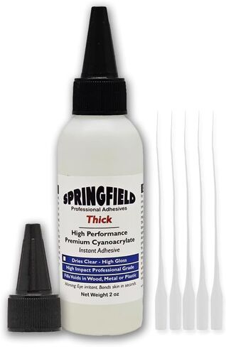 Black Rubber Toughened CA Glue - 2oz Premium Cyanoacrylate Super Glue - Medium-Thick 500 CPS Viscosity Adhesive - RC Tire Glue, Speaker Repair, Knot Filler, Woodworking, Hobby by Springfield Speaker in Kuwait