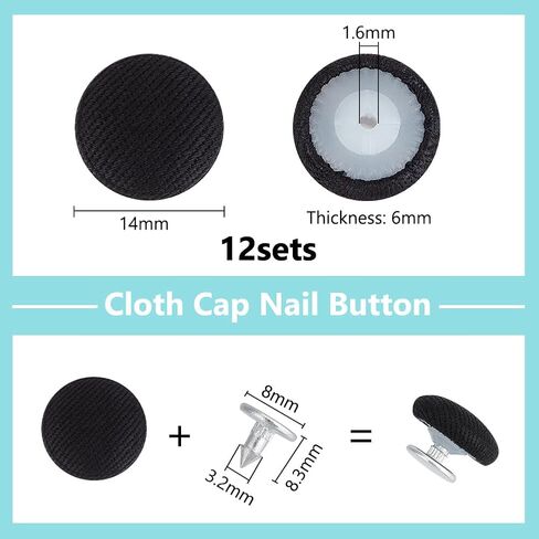 Benecreat 12 PCS Baseball Cap Cap ، 0.55 بوصة أعلى قبعات بديلة القبعات المغطاة بقطعة قماش سوداء مغطاة لاستبدال القبع in Saudi Arabia
