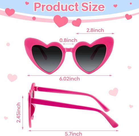 6/12/24 Pack Heart Sunglasses Vintage Heart Shaped Glasses Bulk Bachelorette Sunglasses for Women Wedding Party in Kuwait