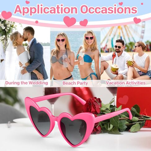 6/12/24 Pack Heart Sunglasses Vintage Heart Shaped Glasses Bulk Bachelorette Sunglasses for Women Wedding Party in Kuwait