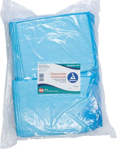Dynarex Disposable Underpads, Medical-Grade Incontinence Bed Pads to Protect Sheets, Mattresses, and Furniture, 17"x24" (22g), 1 Box of 100 Disposable Underpads in Saudi Arabia