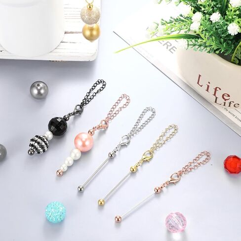12 Pcs Beadable Charm Accessories Compatible with Stanley Beaded Charm for Tumblers with Handle Cup Chains Wire for 30 40 oz Water Bottle Jewelry Gift Making Blank DIY in Saudi Arabia