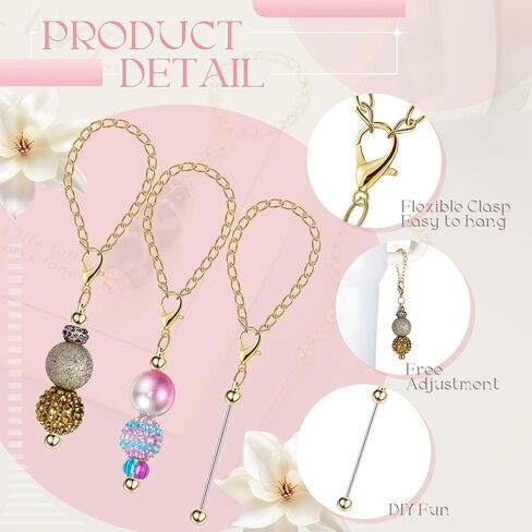 12 Pcs Beadable Charm Accessories Compatible with Stanley Beaded Charm for Tumblers with Handle Cup Chains Wire for 30 40 oz Water Bottle Jewelry Gift Making Blank DIY in Saudi Arabia