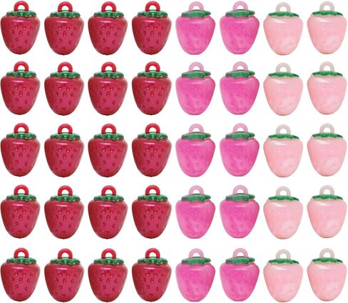 Honbay 40PCS Cute Sweet Strawberry Resin Charms Pendant Fruit Food Tiny Pendants 3D Strawberry Pendants Bead Charms for Keychains Earrings Bracelets Necklaces Jewelry Making Crafts in Saudi Arabia