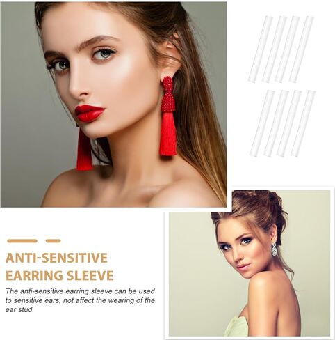 Earring Post Sleeves for Sensitives Ears 50 Pairs Sleeve Protectors Silicone Anti-Sensitives Pierced Cover for Hook Earrings in Saudi Arabia