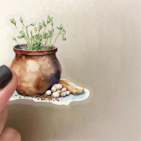 50Pcs Transparent Potted Plant Stickers for Scrapbooking PET Gardens Stickers Gardening Craft Sticker Gardener Sticker for Journaling Clear Flower Decals (Gardens) in Saudi Arabia