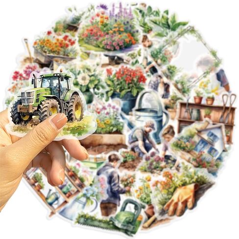 50Pcs Transparent Potted Plant Stickers for Scrapbooking PET Gardens Stickers Gardening Craft Sticker Gardener Sticker for Journaling Clear Flower Decals (Gardens) in Saudi Arabia