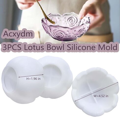2pcs قالب سيليكون فريد لوتس وعاء لوتس ، قوالب راتنجات زهرة الزهرة Acxydm ، قالب تخزين الحاويات ثلاثية الأبعاد لحامل شمعة المجوهر in Kuwait