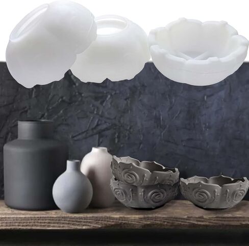 2pcs قالب سيليكون فريد لوتس وعاء لوتس ، قوالب راتنجات زهرة الزهرة Acxydm ، قالب تخزين الحاويات ثلاثية الأبعاد لحامل شمعة المجوهر in Kuwait