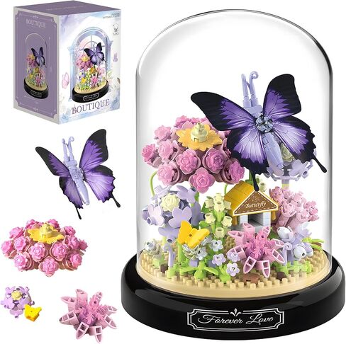 HI-REEKE Flower Butterfly Bouquet Building Block Set, Micro Mini Botanical Building Toy for Women-582 PCS in Saudi Arabia