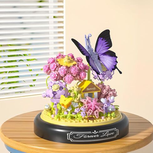 HI-REEKE Flower Butterfly Bouquet Building Block Set, Micro Mini Botanical Building Toy for Women-582 PCS in Saudi Arabia