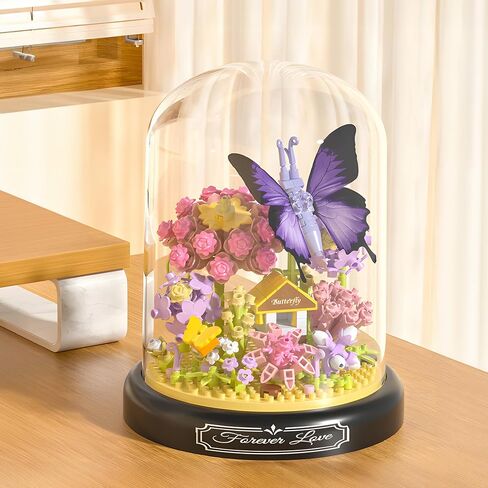 HI-REEKE Flower Butterfly Bouquet Building Block Set, Micro Mini Botanical Building Toy for Women-582 PCS in Saudi Arabia