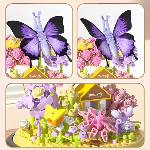 HI-REEKE Flower Butterfly Bouquet Building Block Set, Micro Mini Botanical Building Toy for Women-582 PCS in Saudi Arabia