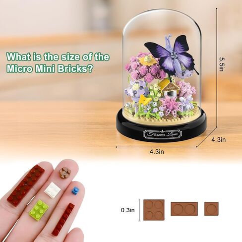 HI-REEKE Flower Butterfly Bouquet Building Block Set, Micro Mini Botanical Building Toy for Women-582 PCS in Saudi Arabia