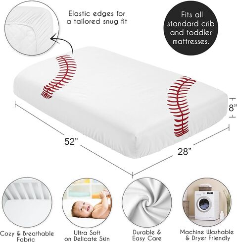 Sweet Jojo Designs Brown and White Football Boy Baby Fitted Crib Sheet for Infant Newborn Nursery Toddler Bed Room Standard Mattress - for The Vintage Foot Ball Sports Themed Footballs Collection in Saudi Arabia