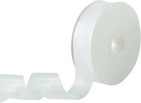 1 Inch White Sheer Organza Ribbon 50 Yards Tulle Ribbon for Wedding Invitations Bridal Flower Bouquets Gift Wrapping Baby Shower Christmas Tree Decor Bows DIY Crafts in Saudi Arabia