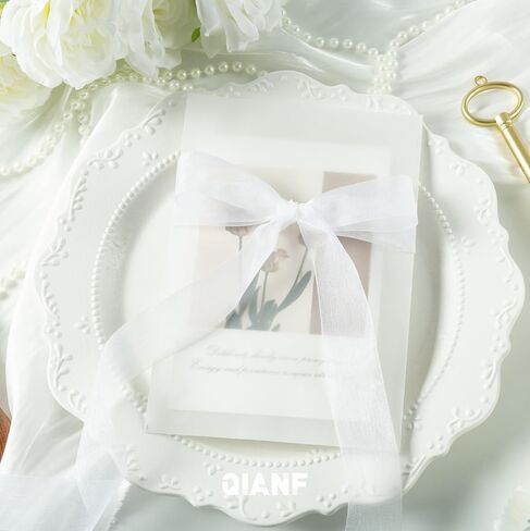 1 Inch White Sheer Organza Ribbon 50 Yards Tulle Ribbon for Wedding Invitations Bridal Flower Bouquets Gift Wrapping Baby Shower Christmas Tree Decor Bows DIY Crafts in Saudi Arabia