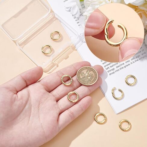 UNICRAFTALE 8 Pcs 13mm 18K Gold Plated Spring Clasp Ring Oval Clasps Enhancer Shortener Clasps Metal Spring Gate Rings Twister Clasps Ring for DIY Bracelet Necklaces Jewelry Making in Saudi Arabia