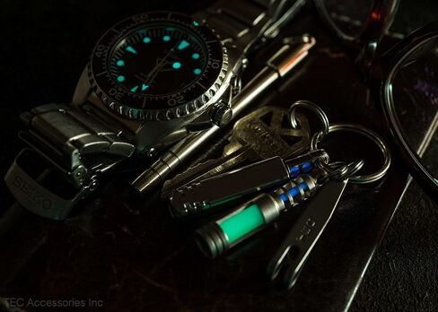 Isotope Chain Reaction Fob - Embrite Glow Pellet - Aqua - Accepts 3x11mm Tritium Vial - Stainless Steel Housing - Everyday Carry - Keychain Accessories - Gifts for Men in Saudi Arabia