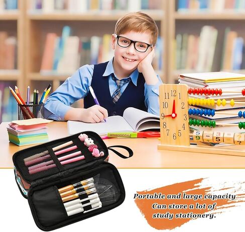 ZAZYXTJ Western Aztec Large Capacity Pencil Case 3 Compartment Pen Pouch Storage Canvas Makeup Bag for School Office Teen Girl Boy Men Women in Kuwait