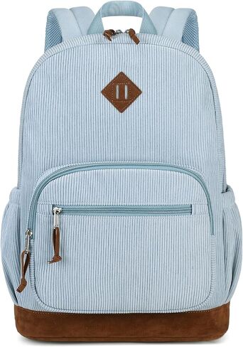 حقيبة ظهر Mygreen Corduroy للمدرسة للمراهقين Girls & Boys ، حقيبة الكمبيوتر المحمول خفيفة الوزن بطول 17.7 بوصة مع الأكمام المبطنة ، حقيبة كتب كبيرة مقاومة للمياه للكلية ، والمدارس الثانوية ، والاستخدام اليومي الأزرق in Kuwait