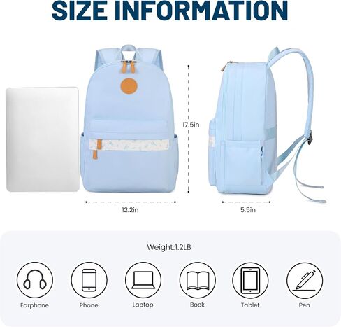 حقيبة ظهر Mygreen Corduroy للمدرسة للمراهقين Girls & Boys ، حقيبة الكمبيوتر المحمول خفيفة الوزن بطول 17.7 بوصة مع الأكمام المبطنة ، حقيبة كتب كبيرة مقاومة للمياه للكلية ، والمدارس الثانوية ، والاستخدام اليومي الأزرق in Kuwait