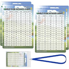 4 Pack Gentleman Ladies Golf Club Range Chart Card 3.5x5 Inch - Distance Card Gift Bag Accessories