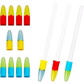 10Pcs Universal Fit Pencil Tip Protectors, Assorted Color Rocket Shaped Silicone Pencil Caps for School Office Student Gifts, Clear Pen Toppers Cover to Keep School Supply Clean and Tidy Age 3+