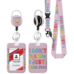 ID Badge Holder with Retractable Badge Reel Clip, Detachable Lanyards for ID Badges, Vertical ID Card Holder for Women, Men, Nurses, Doctors, Teachers, Office Gifts - Black Leopard Print Cheetah