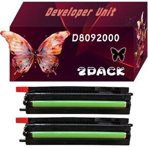 D8092000 Developer Unit Compatible for Lanier LD520C LD520CL LD525C Printers, Print Up to 70000 Pages, Bright Colors (2 Pack Black)