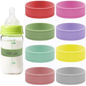 8PCS Silicone Baby Bottle Labels for Daycare - Reusable Writable Bottles Name Bands, Anti-Slip Bottle-Labels for Babies Bottles for Daycare to Write Name/Date Label